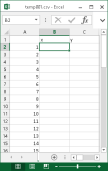 Die Datei temp001.csv in Excel